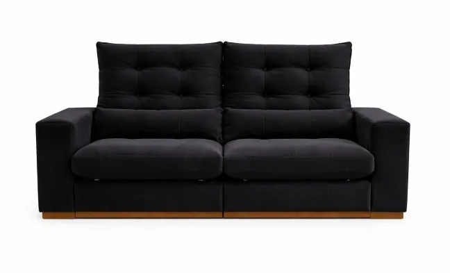Estofado Retratil Reclinavel Toronto 250 2x100 mais 25cm Brc com Pillow 25cm Veludo Suede Azul Bia Estofados — Veludo Preto