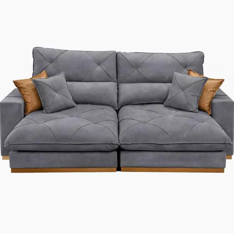 Estofado Retratil Reclinavel Geriba Plus 290 2x120 + Braco 25cm Linho Bege 01 Idealle — Veludo Grafite 10