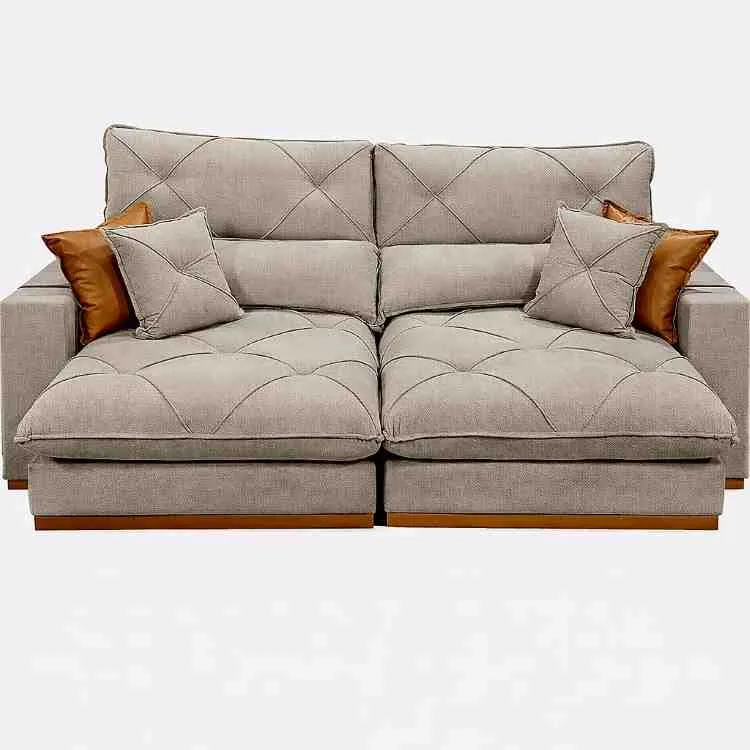 Estofado Retratil Reclinavel Geriba Plus 290 2x120 + Braco 25cm Linho Bege 01 Idealle — Linho Bege 01
