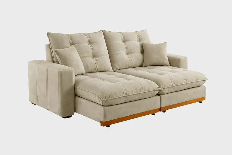 Estofado Retratil Reclinavel Ruah 250 2x100 + Braço 25cm Linha Rubi Linho Bege 2003 DVitrine — Rubi Linho Bege 2003