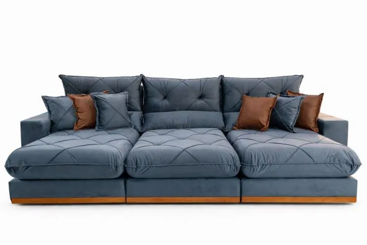Estofado Retratil Reclinavel Geriba Plus 320 3x90 + Braco 25cm Linho Bege 01 Idealle — Veludo Grafite 10