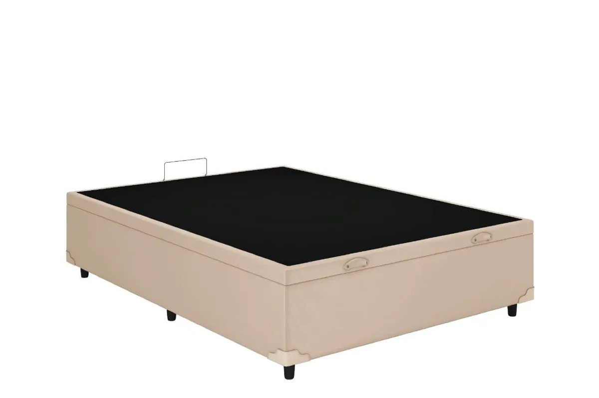 Bau Casal Prime Confort 138x188x44 Blindagem Extra Forte Corino Bege Issacar Prime — Bau Casal 138 - Veludo Suede Bege Claro