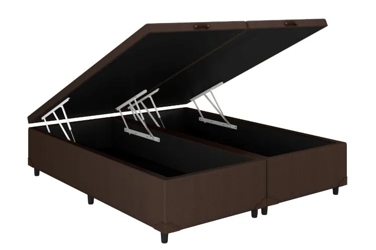 Bau Casal Bipartida Prime Confort 2 x 69x188x44 Corino Bege Issacar Prime — Baú Casal Bipartida - Corino Marrom