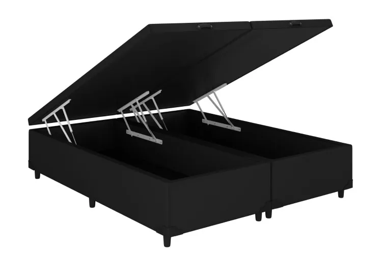 Bau Casal Bipartida Prime Confort 2 x 69x188x44 Corino Bege Issacar Prime — Baú Casal Bipartida - Veludo Suede Preto