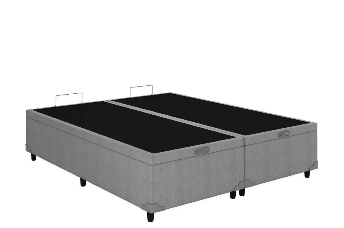Bau Casal Bipartida Prime Confort 2 x 69x188x44 Corino Bege Issacar Prime — Bau Casal Bipartida - Veludo Suede Cinza