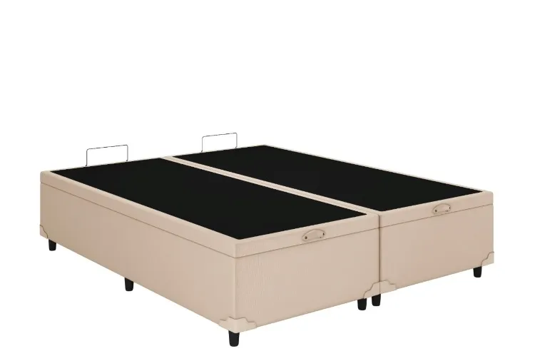 Bau King Bipartida Prime Confort 2 x 96x203x44 Corino Bege Issacar Prime — Baú King Bipartida - Corino Bege