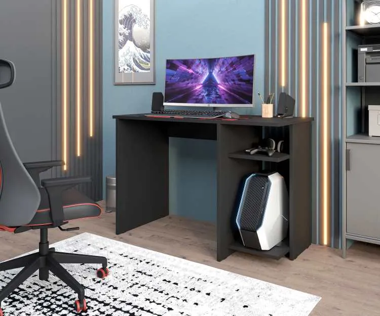 Mesa Gamer PR Plus Moveis Parana — Preto