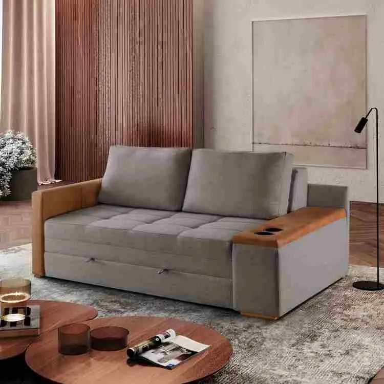 Sofa Cama Anis Luxo Ref 044 Linho Saturno Cinza 2501-B Luxury — Linho Cinza 2501-B