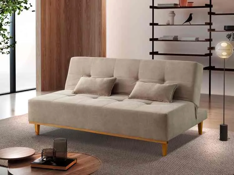 Sofa Cama Dallas Luxo Ref 48 Linho Bege 2302-A Luxury — Linho Saturno Bege 2302-A