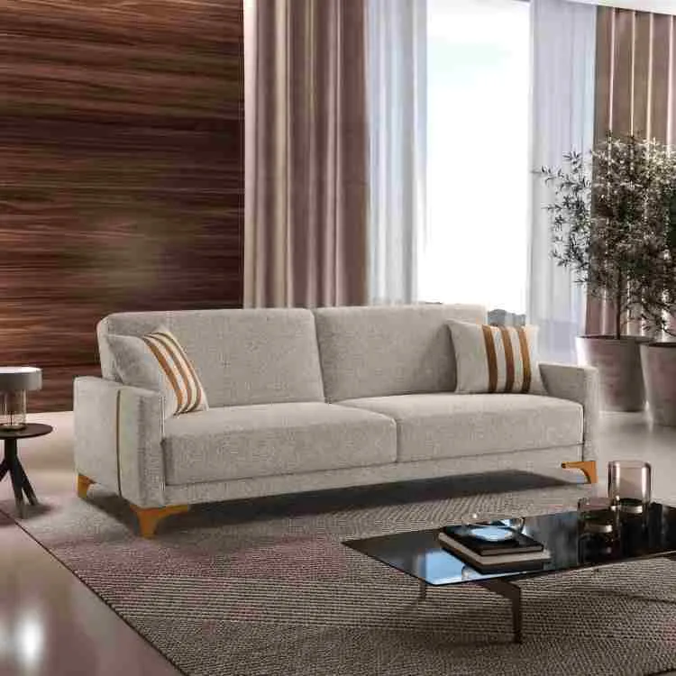 Sofa Coma Luizi Luxo Ref 45 Tecido Boucle Mescla Marrom 2602-A Luxury — Bouclê Mescla Marrom