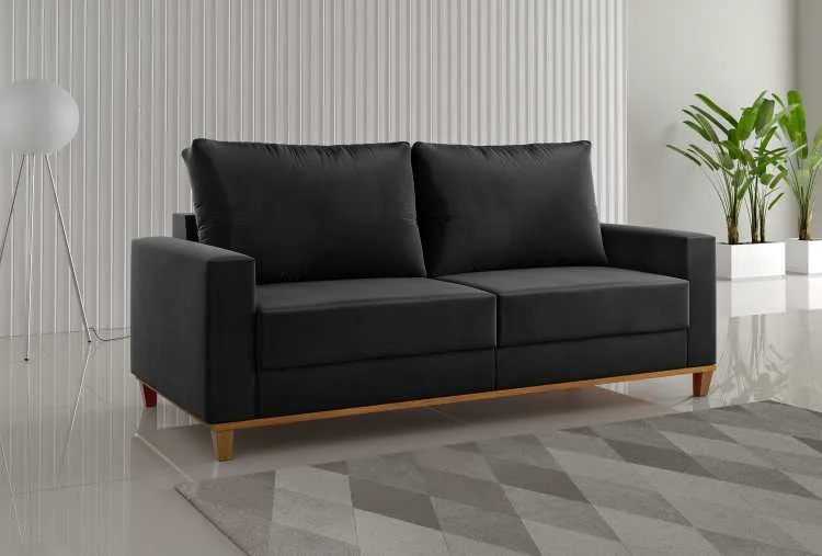 Estofado Living Miami 180 3 Lgs Viero — Veludo Preto