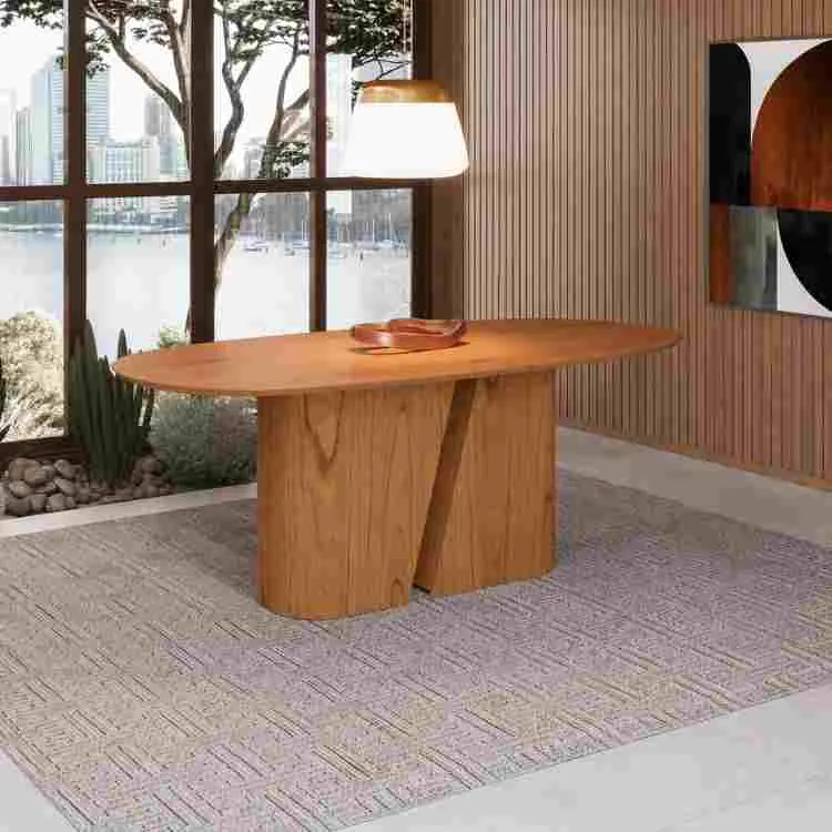 Mesa Yasmin 180x100 Tampo Retangular sem Vidro Cinamomo 2V New Ceval — Mesa Yasim 180x100 s/Vdr - Cinamomo