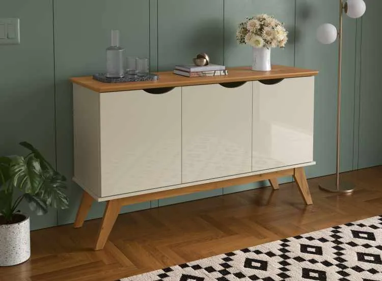 Buffet Prism 1.2 3P Patrimar Moveis — Off White/Cinamomo