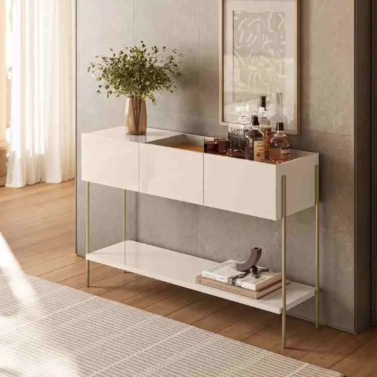 Aparador Porto 3P Madetec — Cinamomo/Off White