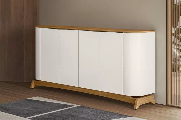 Balcao Buffet Serena 4P New Ceval — Off White/Ipe Damasco