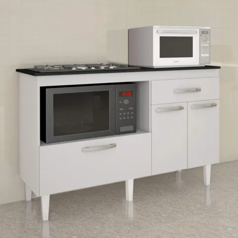 Balcao Palace para Cooktop 4 Bocas Branco Kaiki