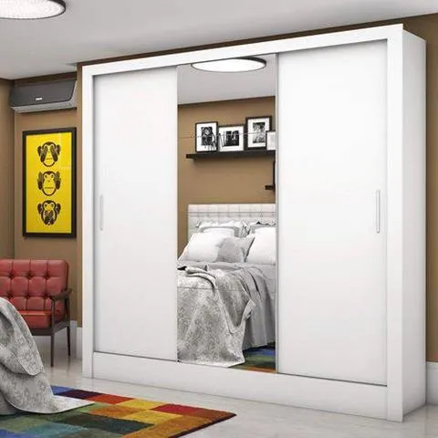 Roupeiro Santiago.Dubai Plus Gold 3P3G com 1 Espelho Carioca — Branco