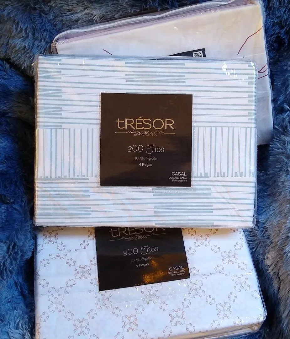 Jogo Cama Casal Tresor 300 Fios Sortidos Estamparia — Jg Cama King Tresor 300 Fios - Sortidos