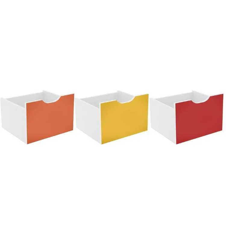 Kit 3 Gavetas Organizadoras Laranja.Amarelo.Vermelho Qmovi — Laranja/Amarelo/Vermelho