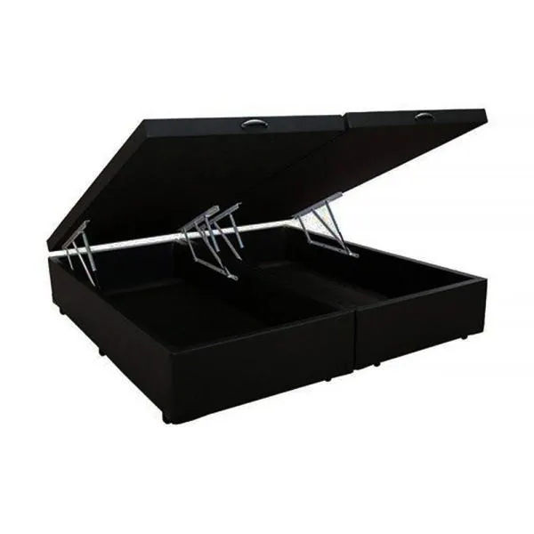 Base Bau King Bipartida 2x 96x203x40 Corino Bege SR Movelaria — Corino Preto