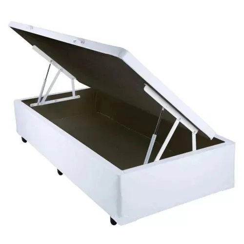 Base Bau Solteiro 88x188x40 Linhao Cafe SR Movelaria — Baú Solteiro - Corino Branco