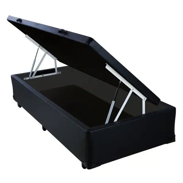 Base Bau Solteiro 88x188x40 Linhao Cafe SR Movelaria — Baú Solteiro - Corino Preto