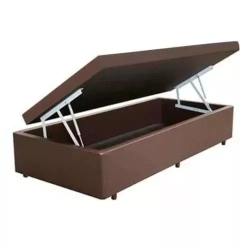 Base Bau Solteiro 88x188x40 Linhao Cafe SR Movelaria — Baú Solteiro - Corino Marrom