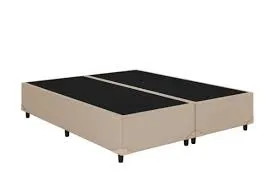 Base Casal Bipartida 2x69x188x40 Corino Bege SR Movelaria — Base Casal Bipartida - Linhão Café
