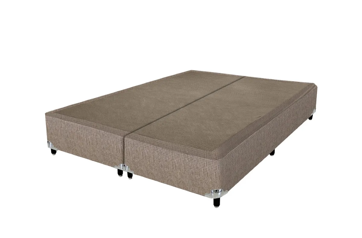 Base Casal Bipartida 2x69x188x40 Corino Bege SR Movelaria — Base Caal Bipartida - Corino Marrom
