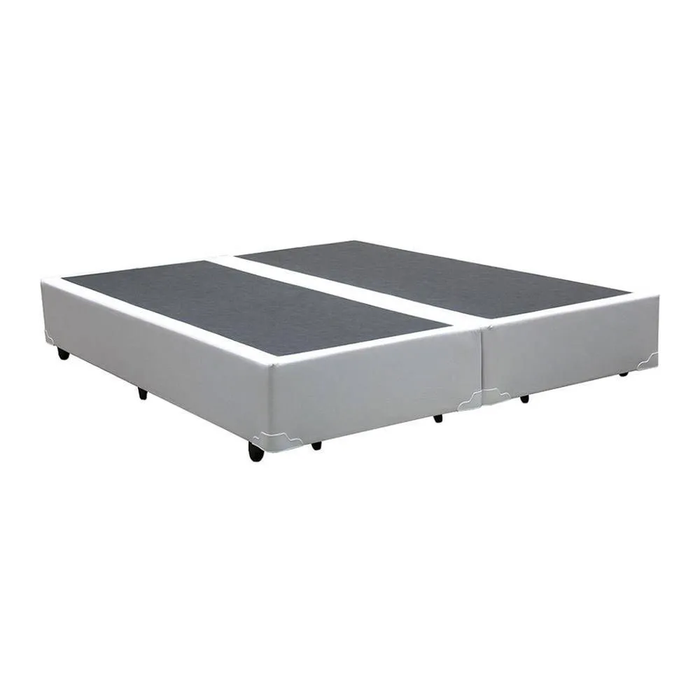 Base Casal Bipartida 2x69x188x40 Corino Bege SR Movelaria — Base Casal Bipartida - Corino Branco