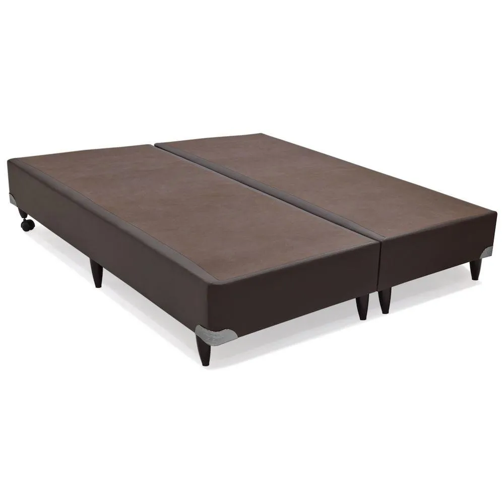 Base King Bipartida 2x96x203x38 Linhao Preto SR Movelaria — Base Queen Bipartida - Corino Marrom