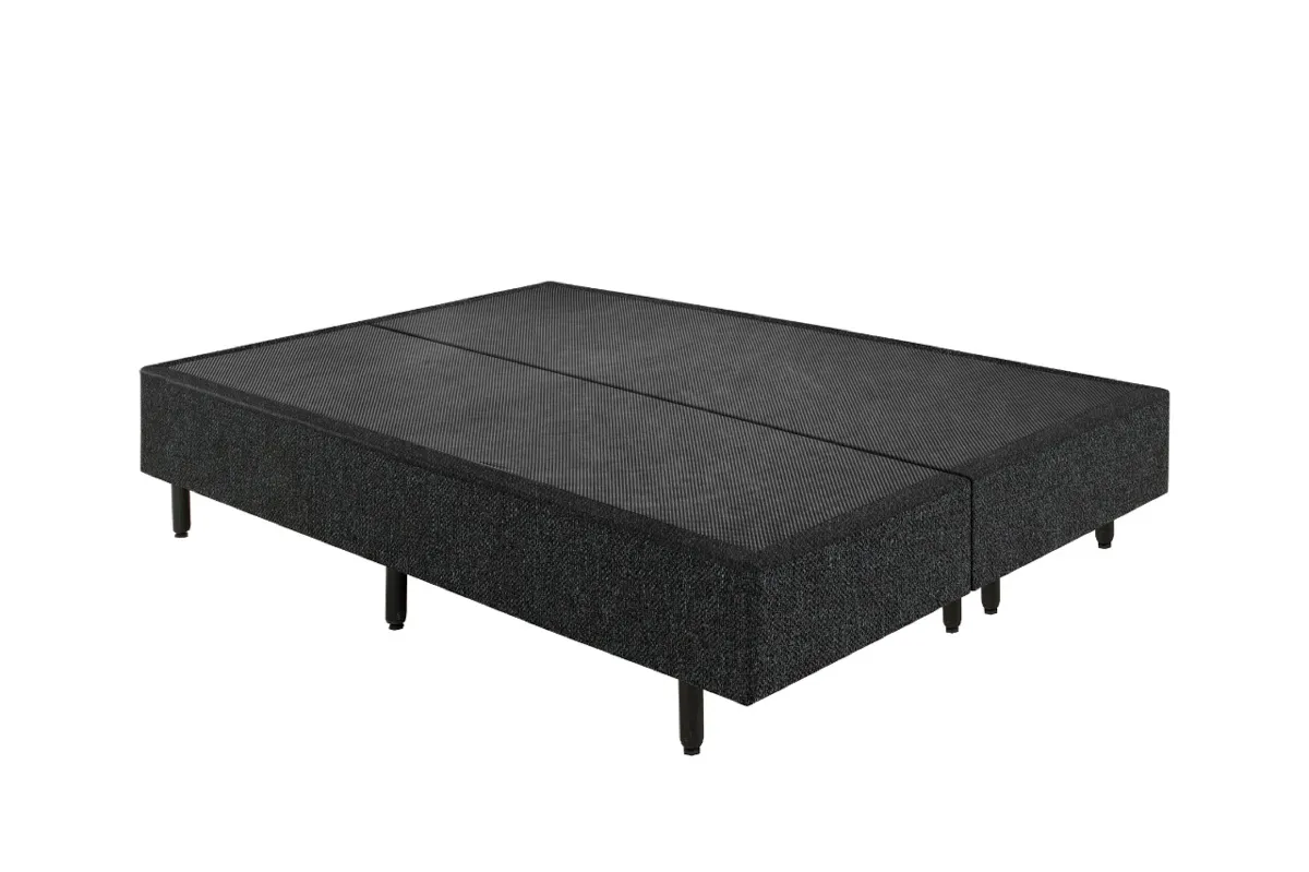 Base King Bipartida 2x96x203x38 Corino Bege SR Movelaria — Base King - Suede Preto