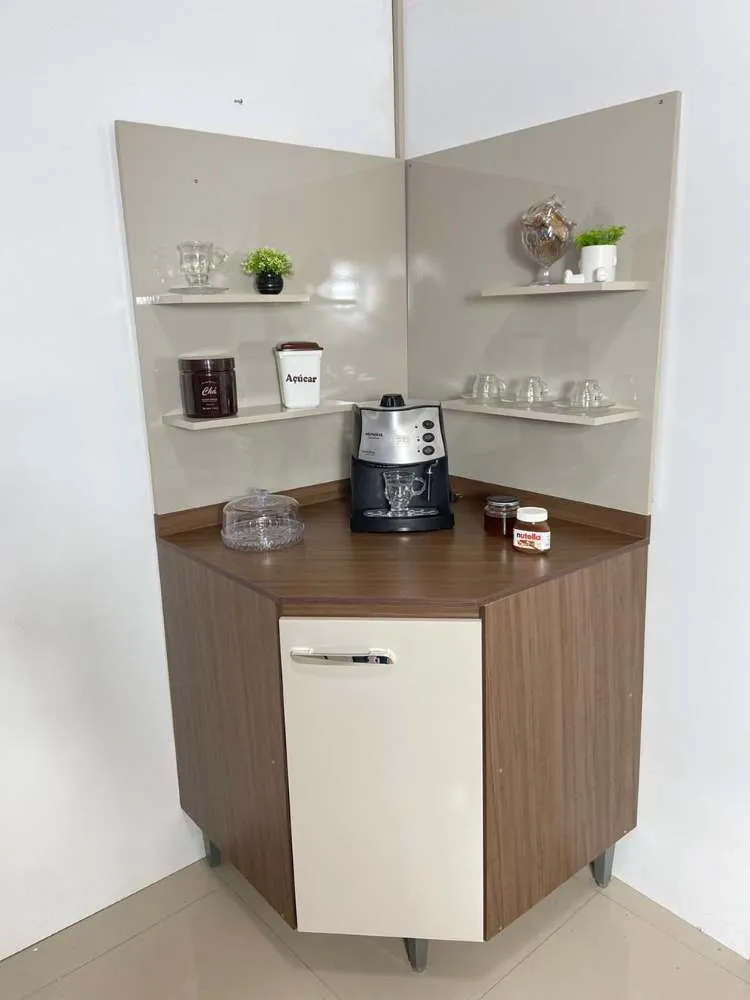 Aereo Bruna 3Pts c 2Vidros 120cm Capuccino Amendoa Poquema — Balcao Canto - Capuccino/Off White