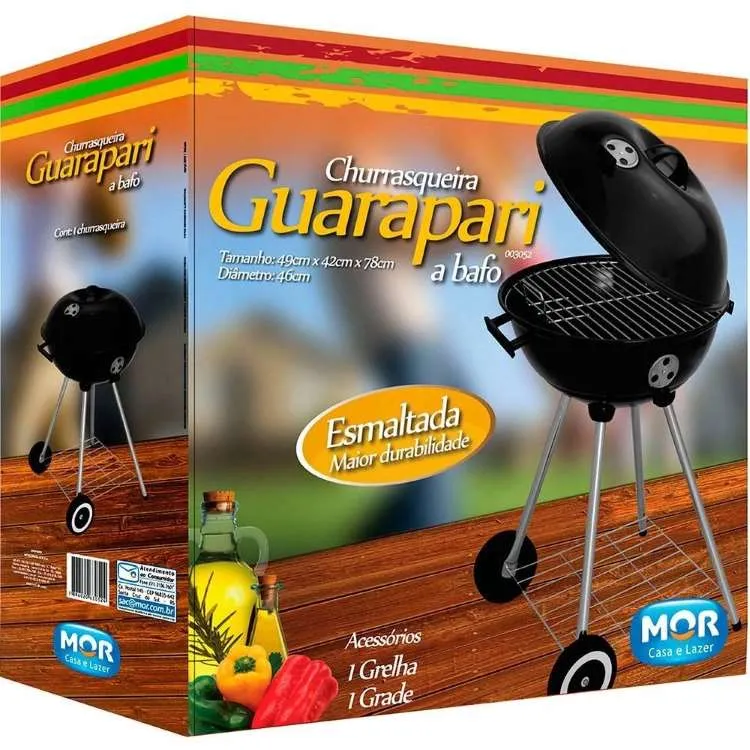 Churrasqueira Redonda a Bafo Guarapari Preto Metalurgica Mor — Churrasqueira Guarapari