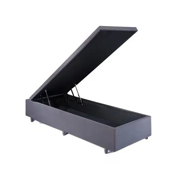 Base Bau Solteiro 88x188x40 Linhao Cafe SR Movelaria — Baú  Solteiro - Corino Cinza