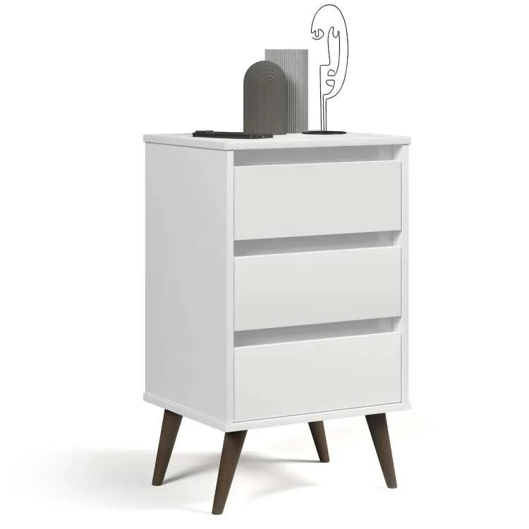 Mesa de Cabeceira Retro Wood EJ Moveis — Branco