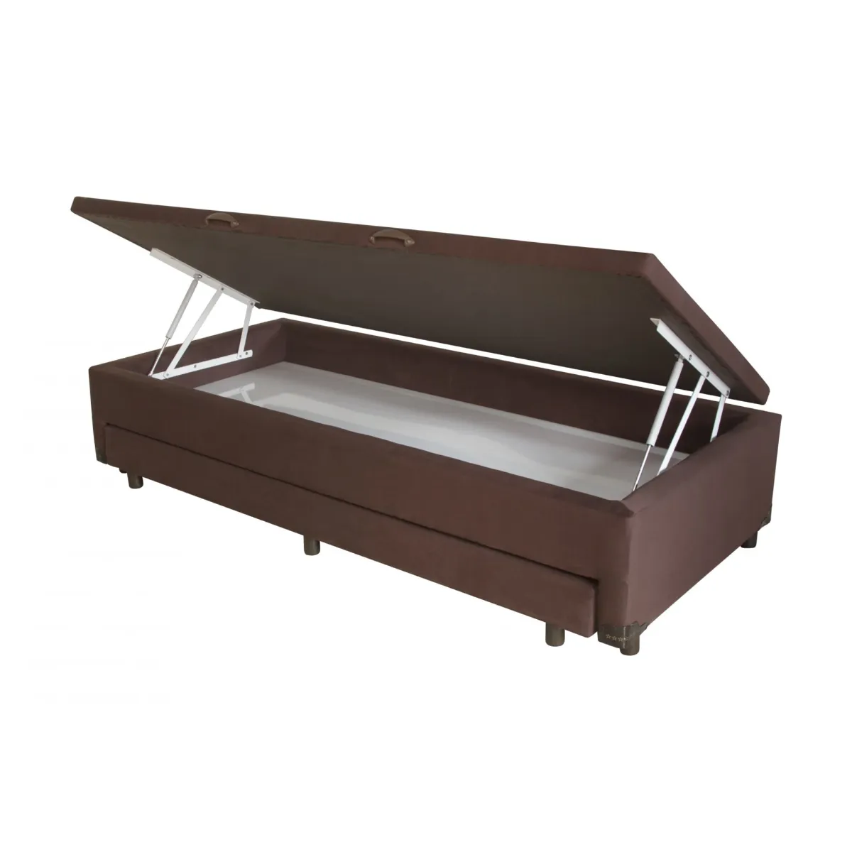 Base Bau Solteiro com Cama Auxiliar 88x188x47 Corino Marrom AN SR Moveis — Base  Solt com Aux - Suede Marrom